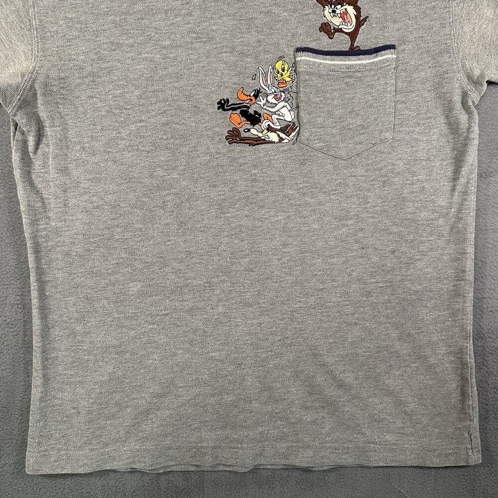 Vintage Y2K Warner Bros Bugs Bunny Taz Baseball Embroidered Pocket Shirt Small - Picture 2 of 10